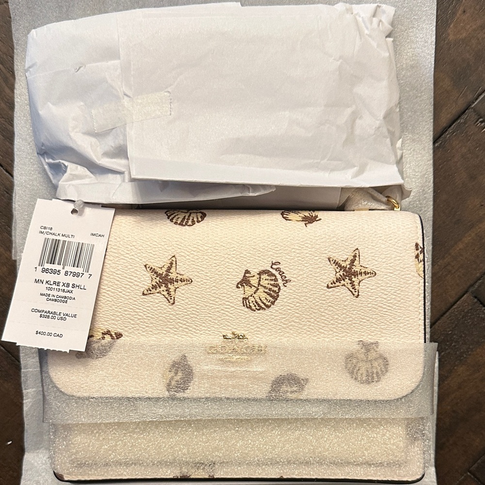 Coach Shell Print Purse in Cream and Brown